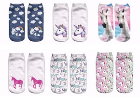 Six Pairs of Assorted Unicorn Socks