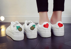 Heel-Embroidered White Sneakers