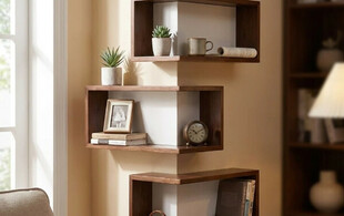 Three-Piece Wall Mounted Corner Floating Shelves