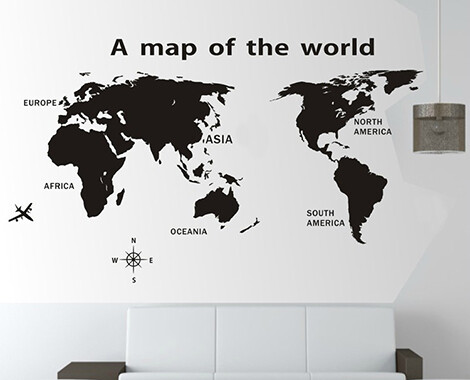 chalkboard world map wall decal - grabone store